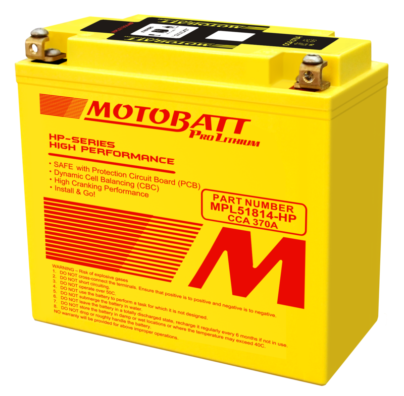 Motobatt Lithium battery MPL 51814 HP - Erstater YTX9BS, YT12ABS, YTZ12S, YTZ14S