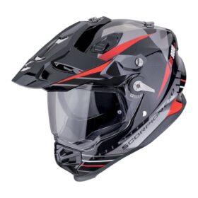 Scorpion ADF-9000 Air Carbon Adventure hjelm – FEAT Black Silver Red – ECE 22.06